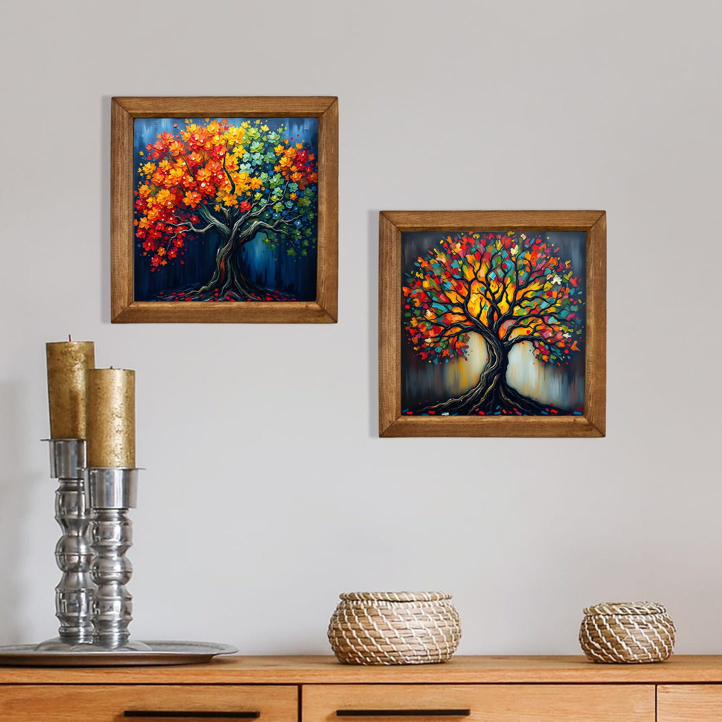 Radiant Tree Duo Natural Stone Wall Art