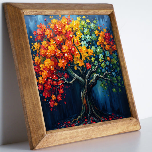Colourful Tree of Life Seasons Natural Stone Wall Art