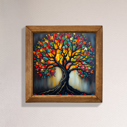 Kaleidoscope Tree Framed Stone Wall Art