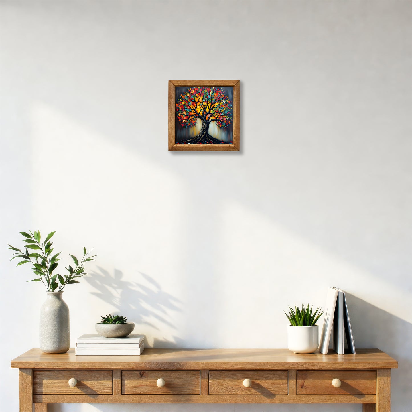 Kaleidoscope Tree Framed Stone Wall Art