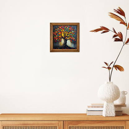 Kaleidoscope Tree Framed Stone Wall Art