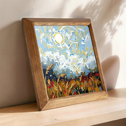 Sunlit Meadow Natural Stone Wall Art