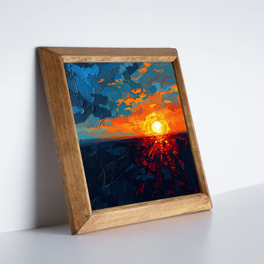 Crimson Dusk Framed Stone Wall Art