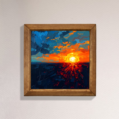 Crimson Dusk Framed Stone Wall Art