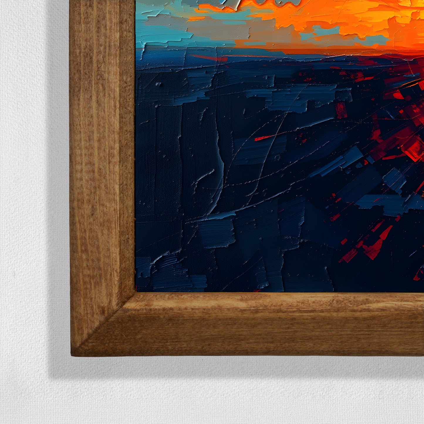Crimson Dusk Framed Stone Wall Art
