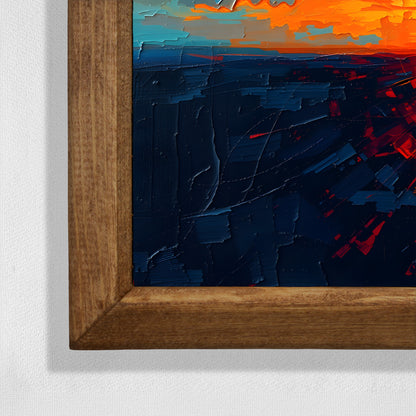Crimson Dusk Framed Stone Wall Art