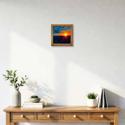 Crimson Dusk Framed Stone Wall Art