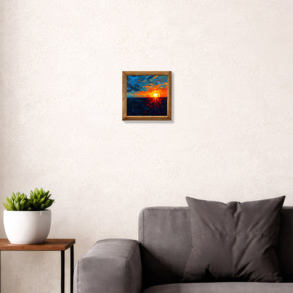 Crimson Dusk Framed Stone Wall Art