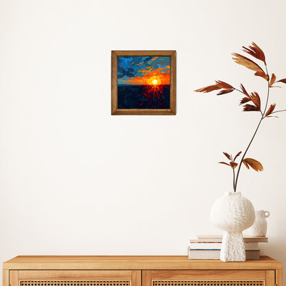 Crimson Dusk Framed Stone Wall Art