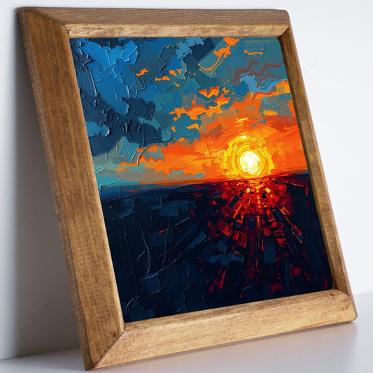 Crimson Dusk Framed Stone Wall Art