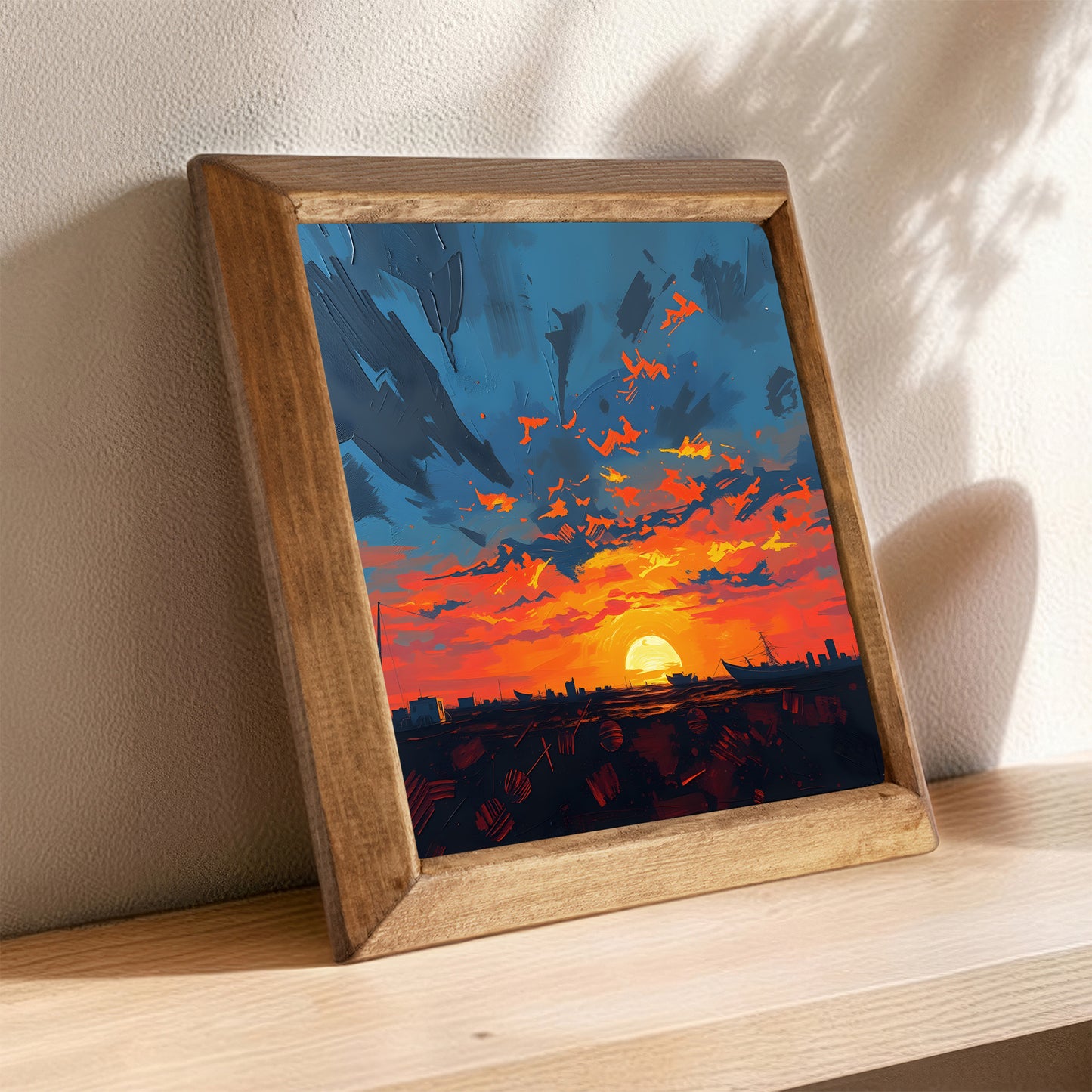 Eternal Sundown Framed Stone Wall Art
