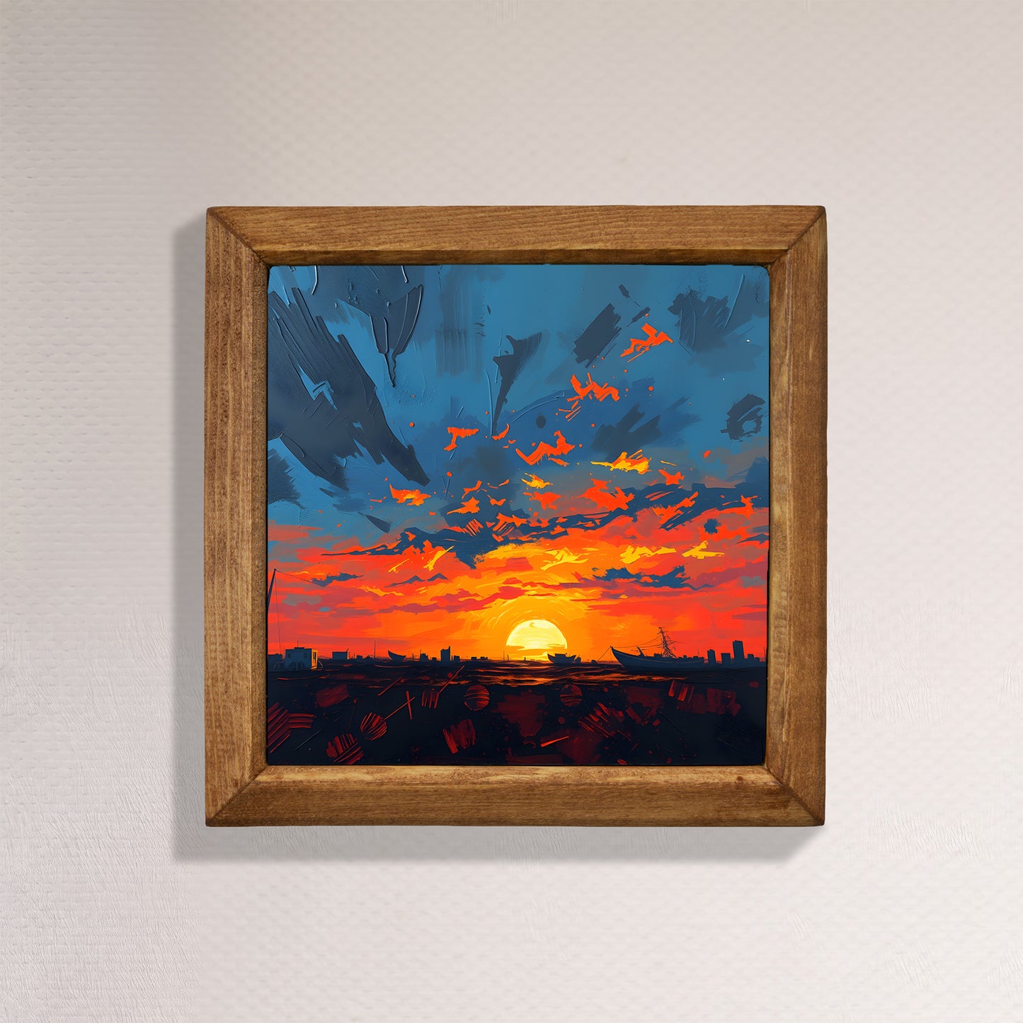 Colours of the Day Trio Natural Stone Wall Art – Wood Frame