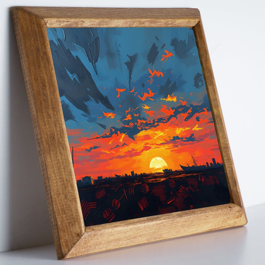 Eternal Sundown Framed Stone Wall Art