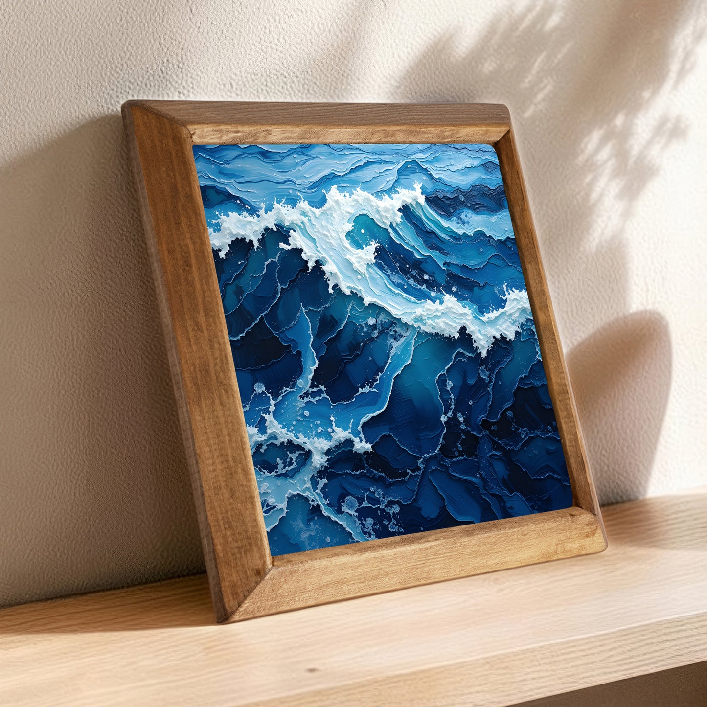 Blue Surge Framed Stone Wall Art