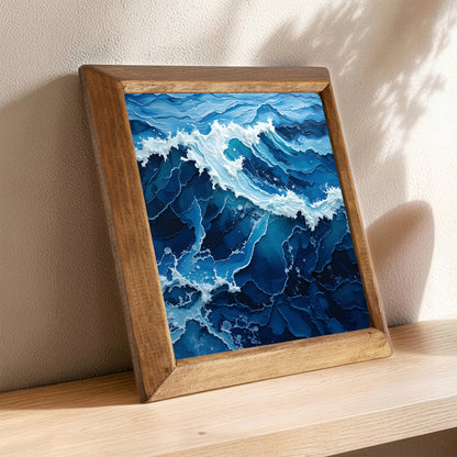 Blue Surge Framed Stone Wall Art