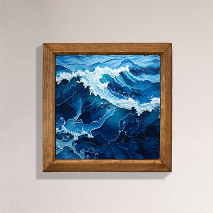 Blue Surge Framed Stone Wall Art