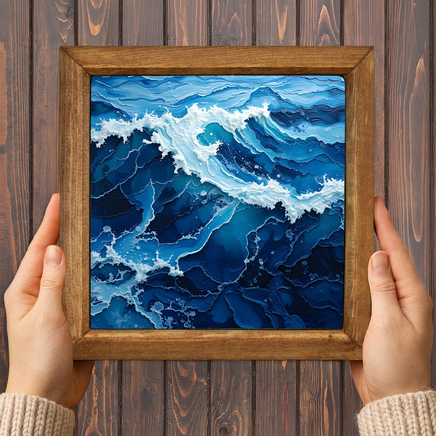 Blue Surge Framed Stone Wall Art