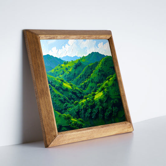 Green Serenity Framed Stone Wall Art