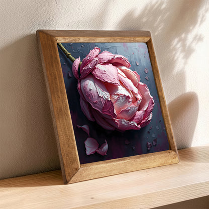 Romantic Peony Natural Stone Wall Art