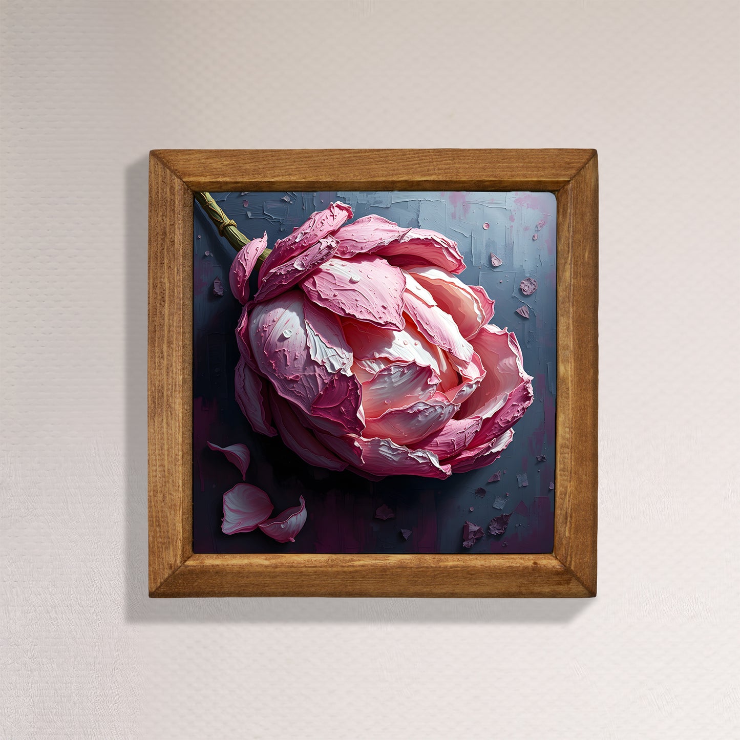 Romantic Peony Natural Stone Wall Art