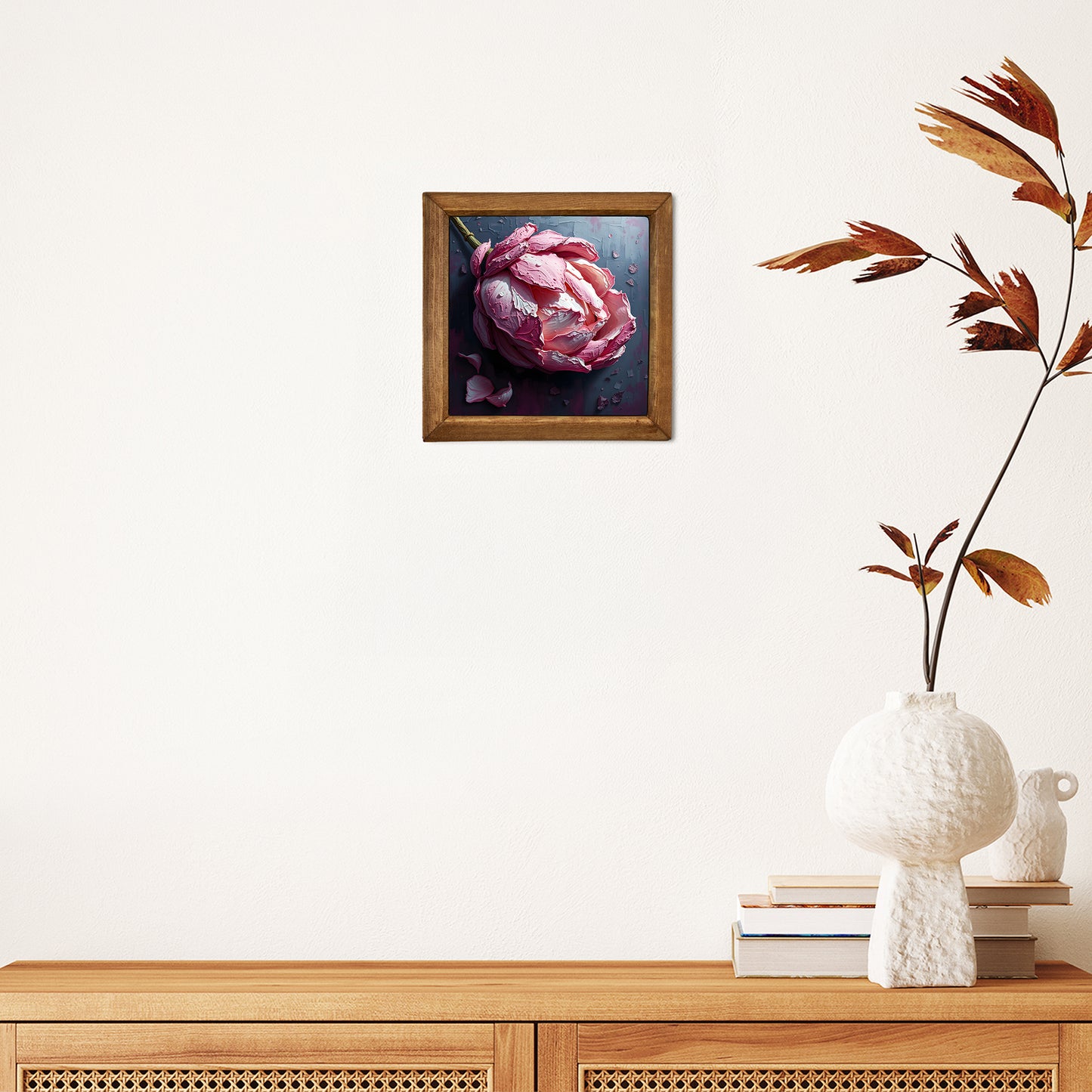 Romantic Peony Natural Stone Wall Art