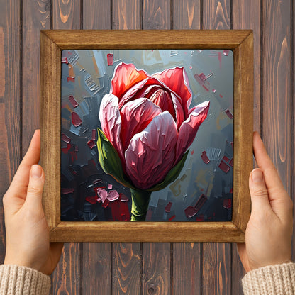 Peony Duo Natural Stone Wall Art – Wood Frame Set