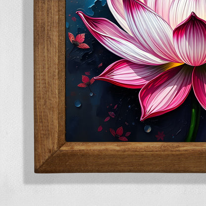 Lotus Bloom Natural Stone Wall Art – Wood Frame