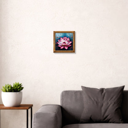 Lotus Bloom Natural Stone Wall Art – Wood Frame