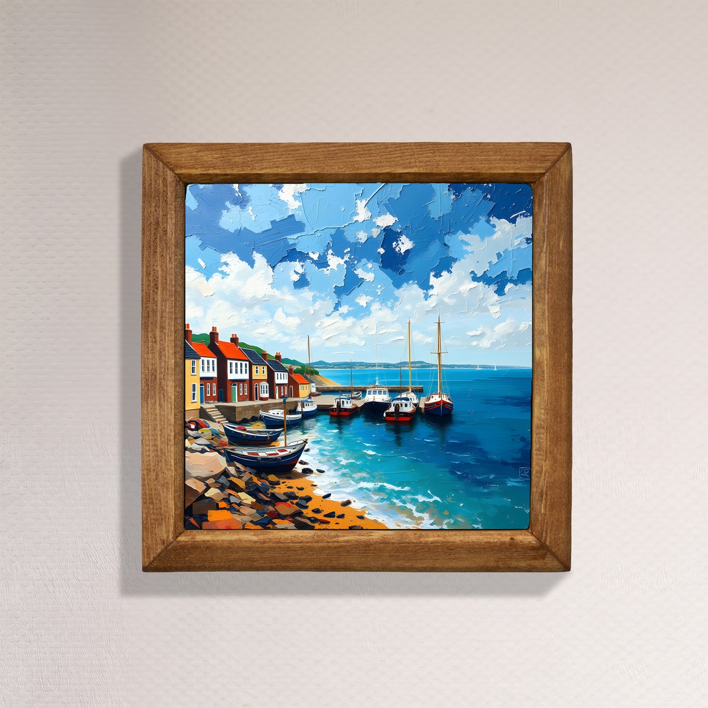 Seaside Harbour Natural Stone Wall Art
