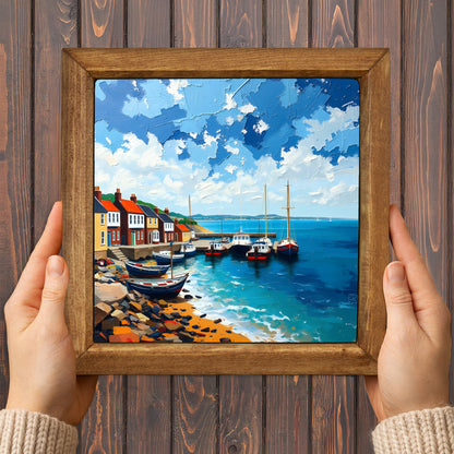 Seaside Harbour Natural Stone Wall Art
