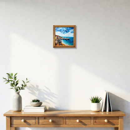 Seaside Harbour Natural Stone Wall Art