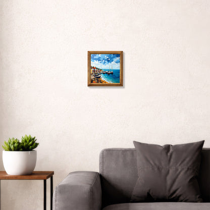 Seaside Harbour Natural Stone Wall Art