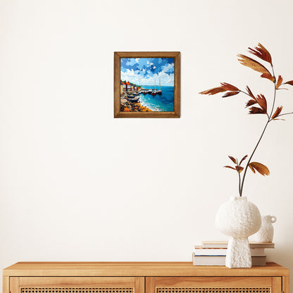 Seaside Harbour Natural Stone Wall Art