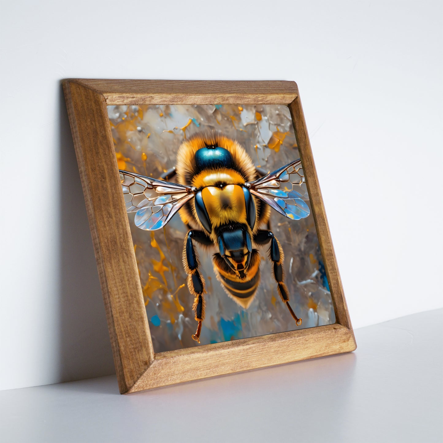 Vivid Bee Framed Stone Wall Art