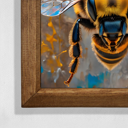 Vivid Bee Framed Stone Wall Art
