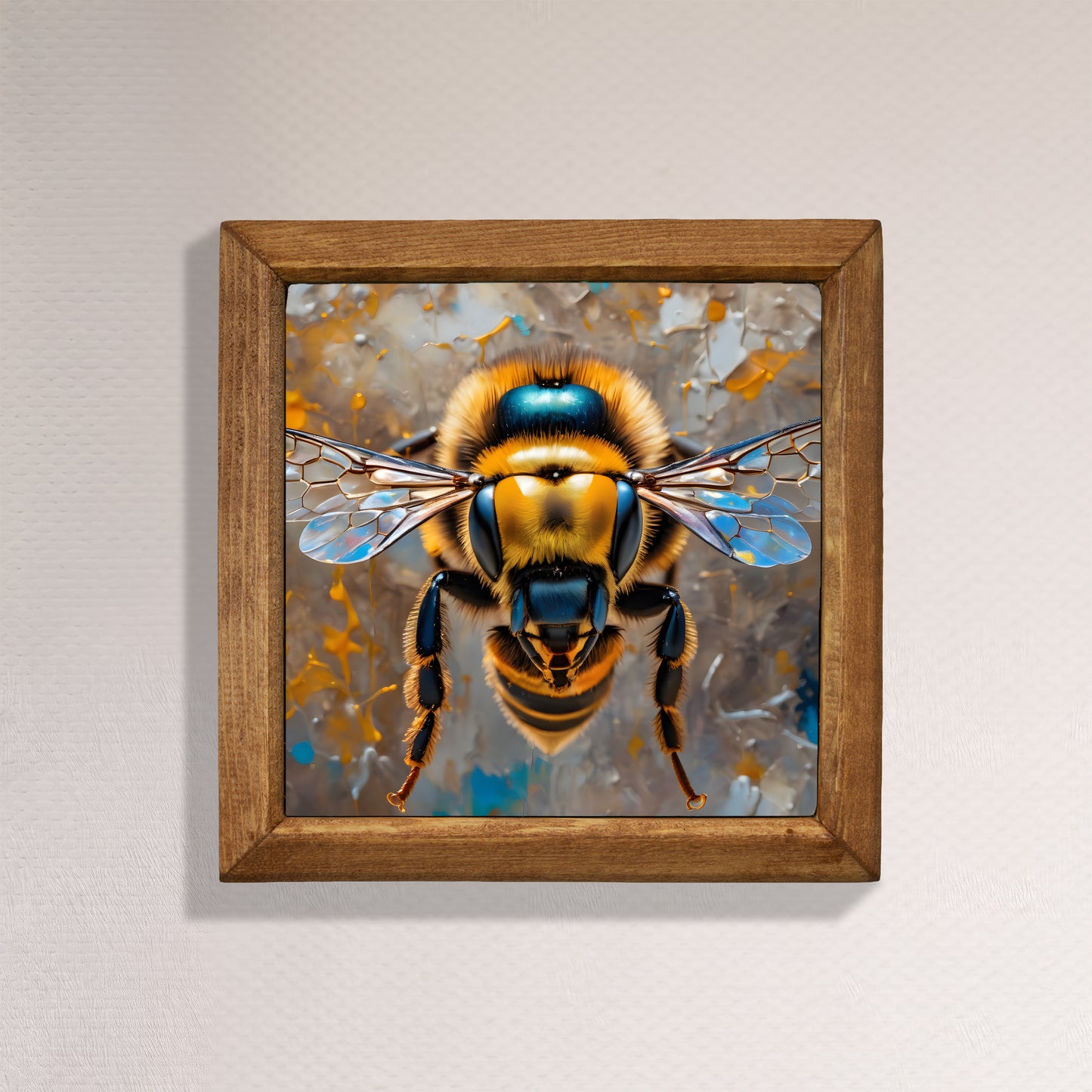 Vivid Bee Framed Stone Wall Art