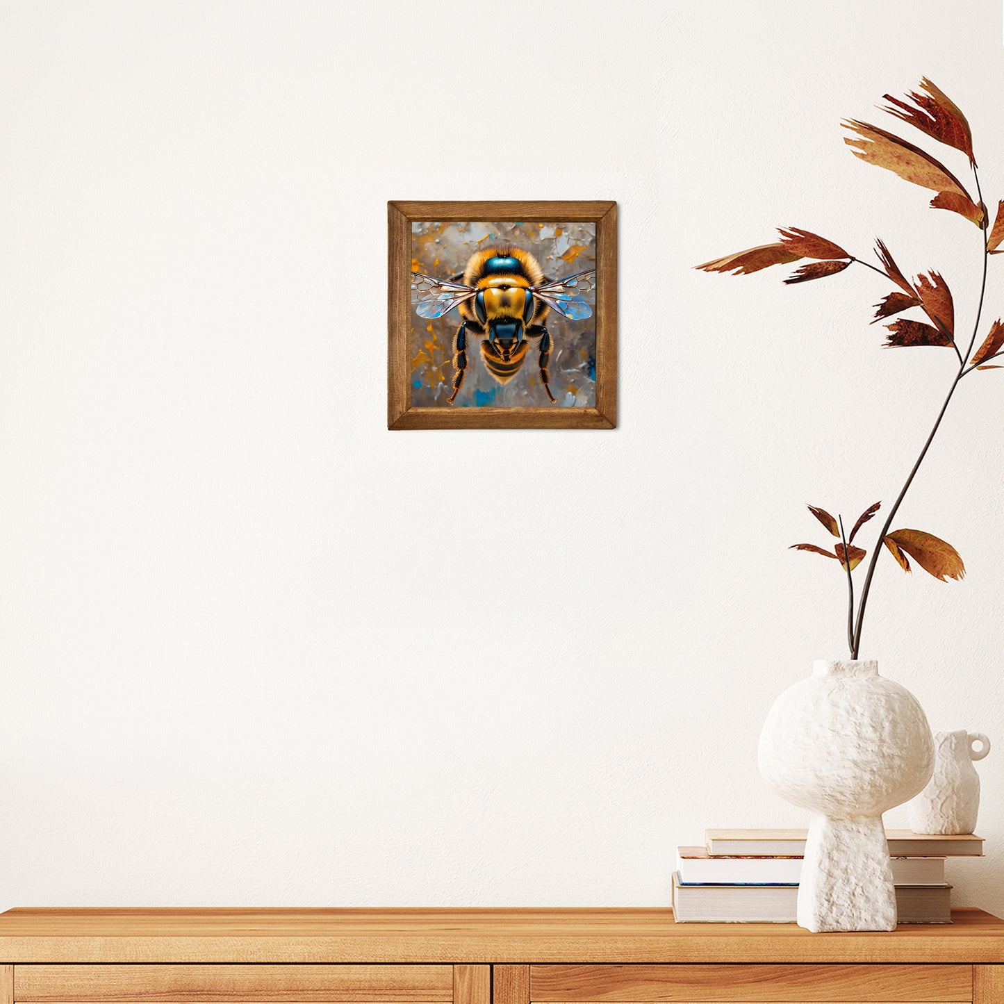 Vivid Bee Framed Stone Wall Art