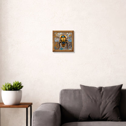 Vivid Bee Framed Stone Wall Art