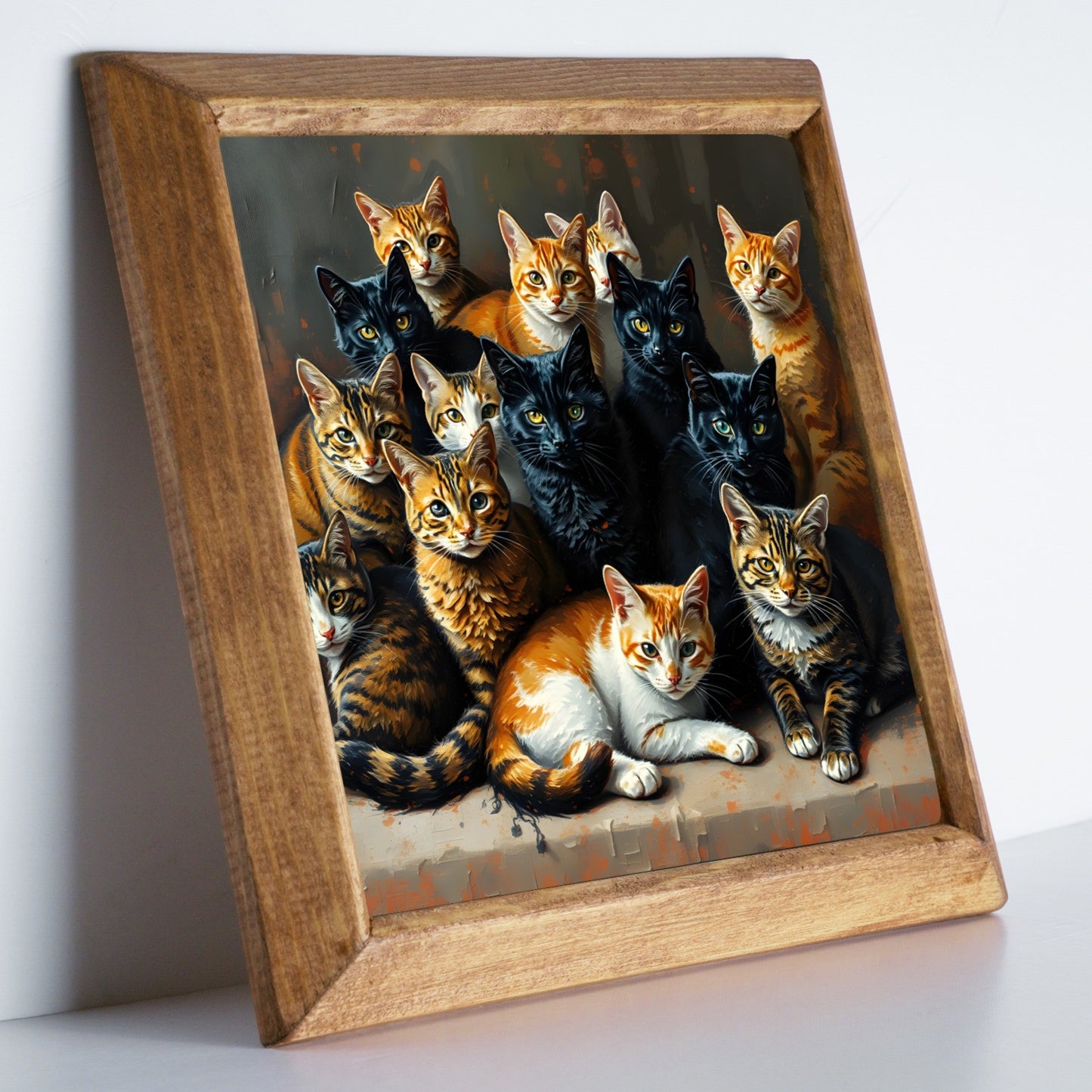 Cat Family Stone Wall Art