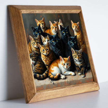 Cat Family Stone Wall Art