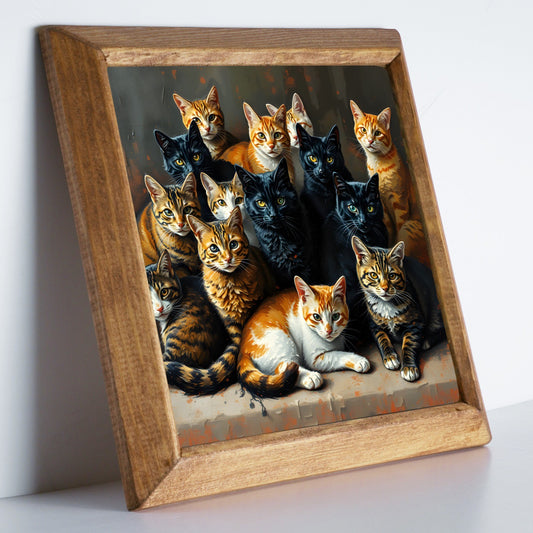 Cat Family Stone Wall Art