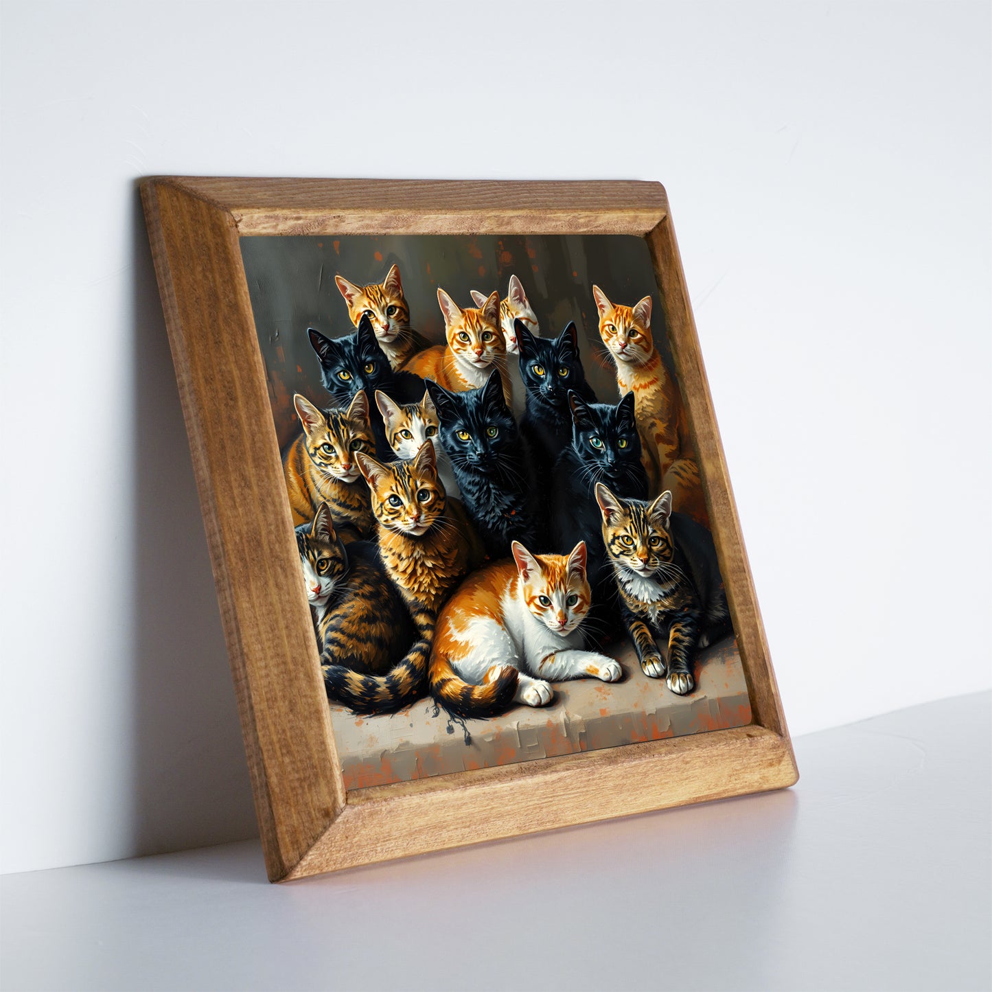Cat Family Natural Stone Wall Art