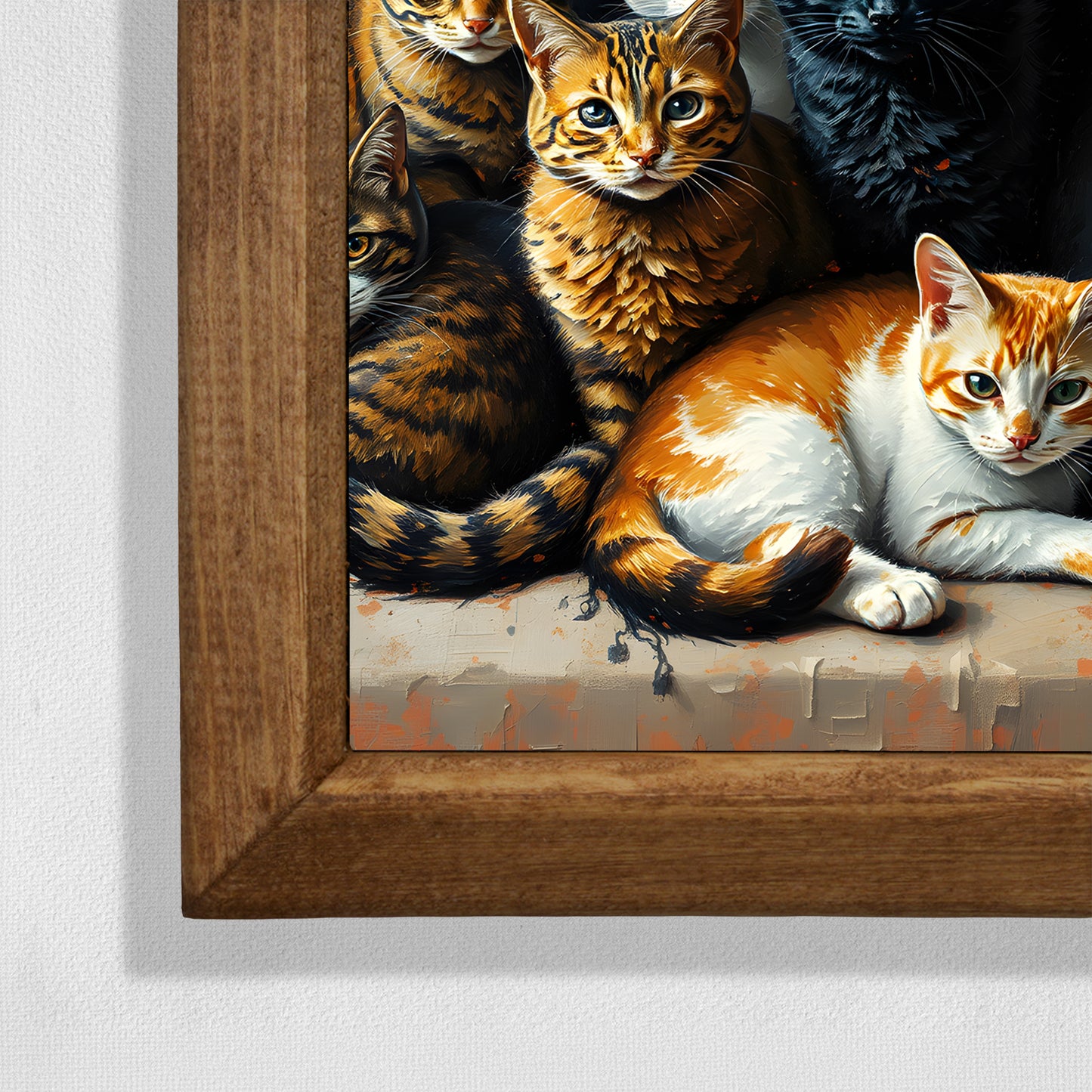 Cat Family Natural Stone Wall Art
