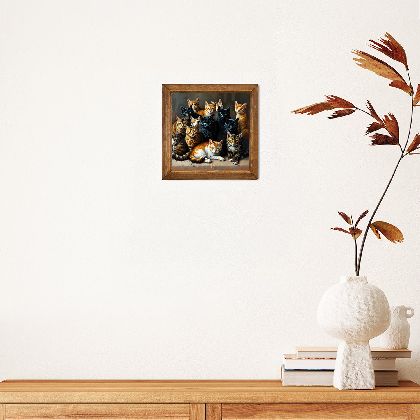 Cat Family Natural Stone Wall Art