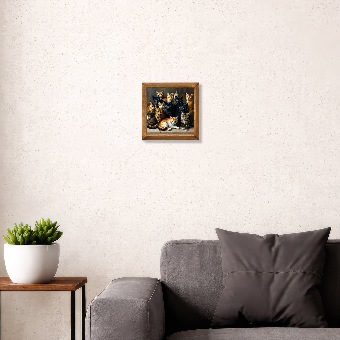 Cat Family Natural Stone Wall Art