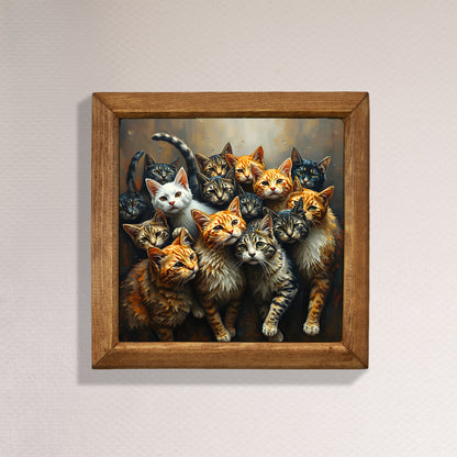 Curious Cats Natural Stone Wall Art