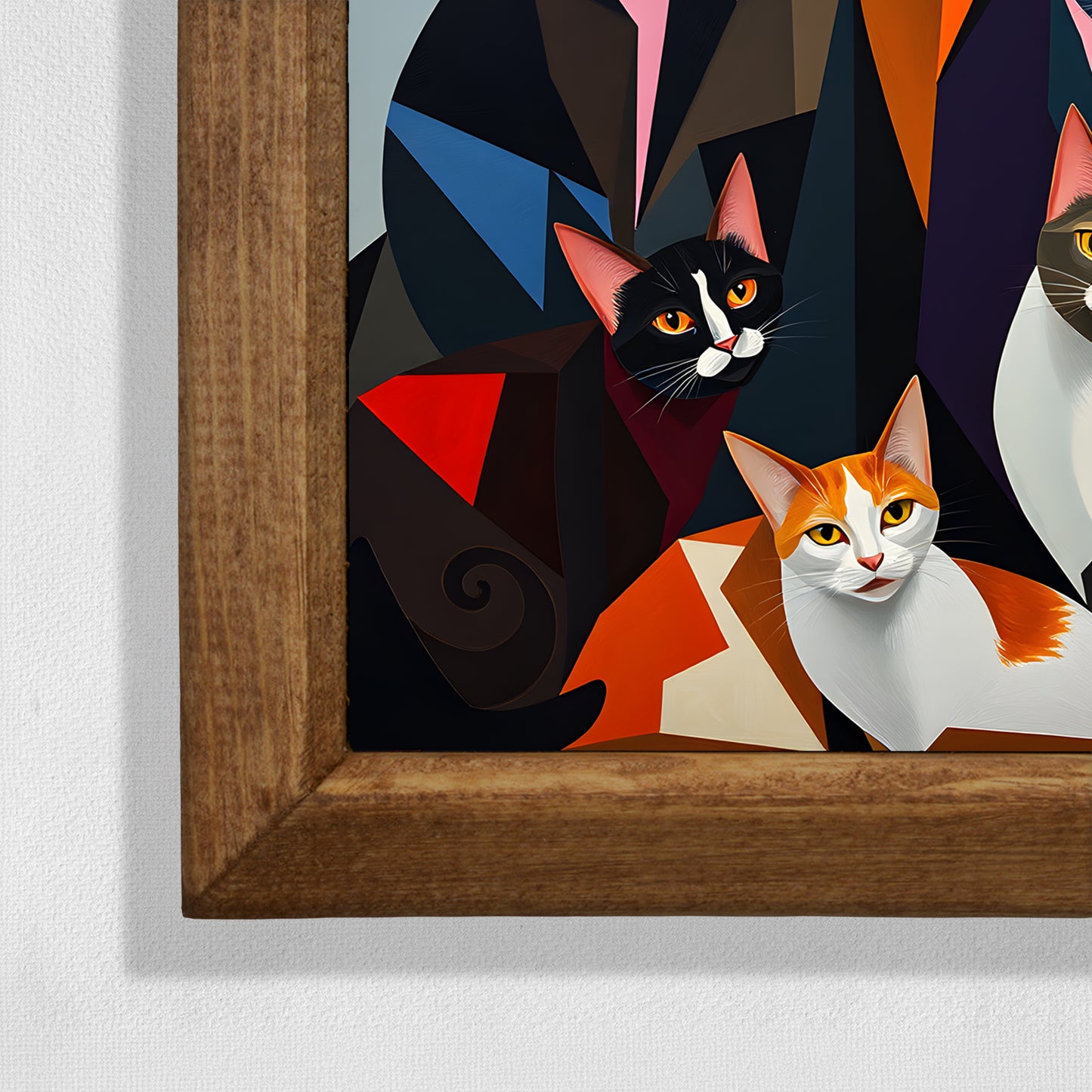 Geometric Cats Natural Stone Wall Art