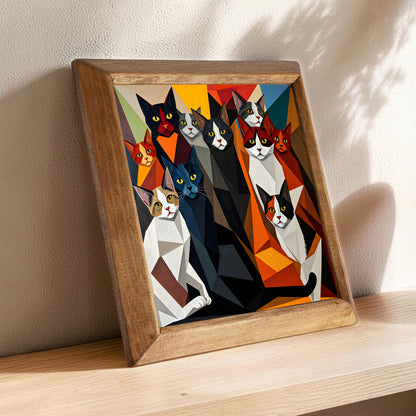 Artful Cats Framed Stone Wall Art