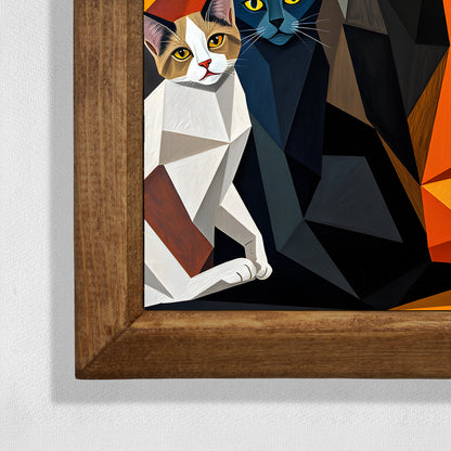 Artful Cats Framed Stone Wall Art