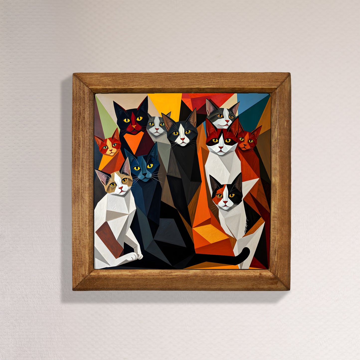 Artful Cats Framed Stone Wall Art